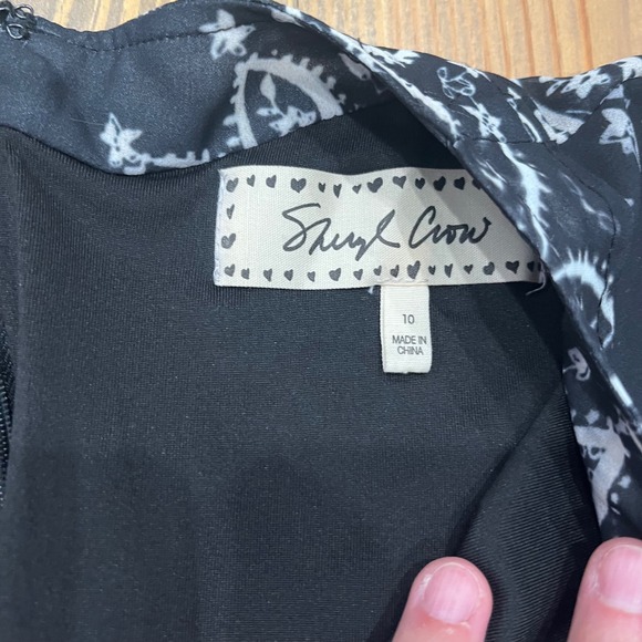 Sheryl‎ Crow Maxi Dress Black White Red Long Sleeve V Neck Boho Festival sz 10 - Picture 9 of 13